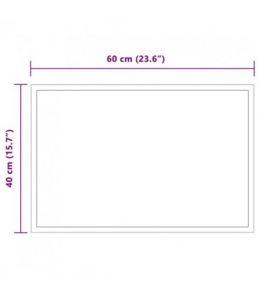 vidaXL LED Bathroom Mirror Transparent 60 x 40 cm Tempered Glass — V0672260097