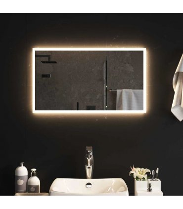 vidaXL LED Bathroom Mirror Transparent 70 x 40 cm Tempered Glass — V0672260098