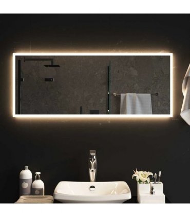 vidaXL LED Bathroom Mirror Transparent 100 x 40 cm Tempered Glass — V0672260100