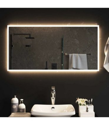 vidaXL LED Bathroom Mirror Transparent 100 x 50 cm Tempered Glass — V0672260101