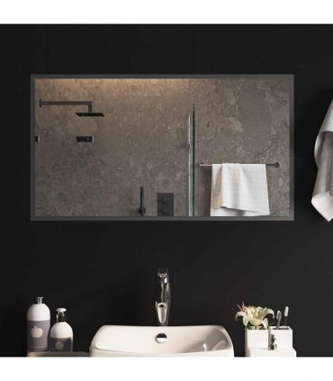 vidaXL LED Bathroom Mirror Transparent 90 x 50 cm Tempered Glass — V0672260102