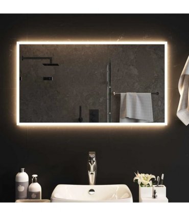 vidaXL LED Bathroom Mirror Transparent 90 x 50 cm Tempered Glass — V0672260102