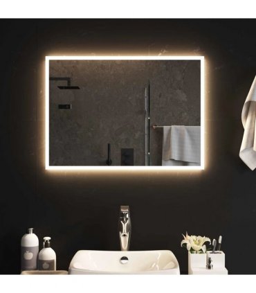 vidaXL LED Bathroom Mirror Transparent 70 x 50 cm Tempered Glass — V0672260103