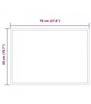 vidaXL LED Bathroom Mirror Transparent 70 x 50 cm Tempered Glass — V0672260103