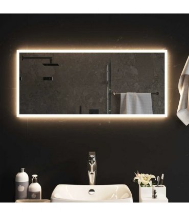 vidaXL LED Bathroom Mirror Transparent 90 x 40 cm Tempered Glass — V0672260105