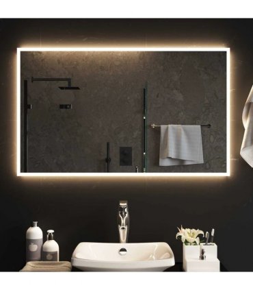vidaXL LED Bathroom Mirror Transparent 100 x 60 cm Tempered Glass — V0672260106