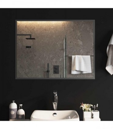 vidaXL LED Bathroom Mirror Transparent 80 x 60 cm Tempered Glass — V0672260107
