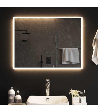 vidaXL LED Bathroom Mirror Transparent 80 x 60 cm Tempered Glass — V0672260107