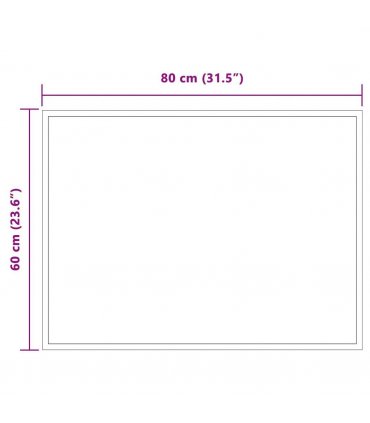vidaXL LED Bathroom Mirror Transparent 80 x 60 cm Tempered Glass — V0672260107