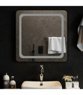 vidaXL LED Bathroom Mirror Transparent 60 x 60 cm Tempered Glass — V0672260111