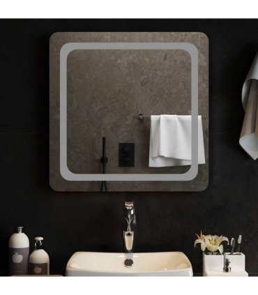 vidaXL LED Bathroom Mirror Transparent 60 x 60 cm Tempered Glass — V0672260111