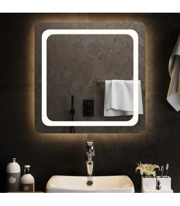 vidaXL LED Bathroom Mirror Transparent 60 x 60 cm Tempered Glass — V0672260111