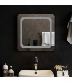 vidaXL LED Bathroom Mirror Transparent 50 x 50 cm Tempered Glass — V0672260113