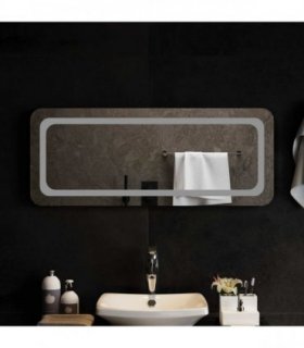 vidaXL LED Bathroom Mirror Transparent 100 x 40 cm Tempered Glass — V0672260116