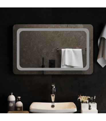 vidaXL LED Bathroom Mirror Transparent 80 x 50 cm Tempered Glass — V0672260117