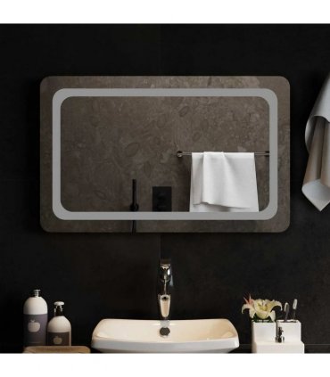 vidaXL LED Bathroom Mirror Transparent 80 x 50 cm Tempered Glass — V0672260117