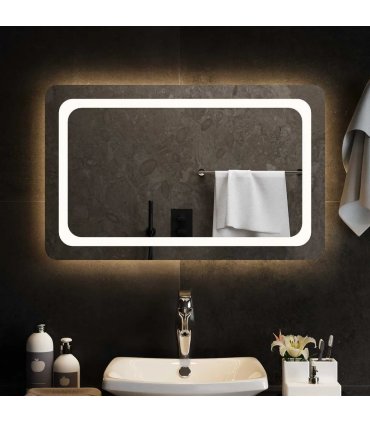 vidaXL LED Bathroom Mirror Transparent 80 x 50 cm Tempered Glass — V0672260117
