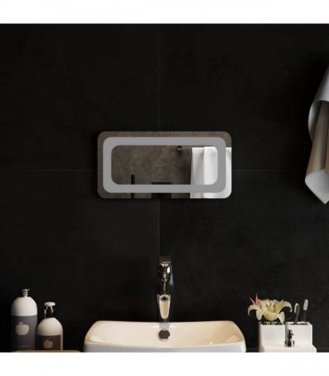 vidaXL LED Bathroom Mirror Transparent 40 x 20 cm Tempered Glass — V0672260118