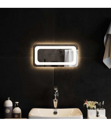 vidaXL LED Bathroom Mirror Transparent 40 x 20 cm Tempered Glass — V0672260118
