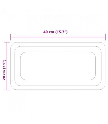 vidaXL LED Bathroom Mirror Transparent 40 x 20 cm Tempered Glass — V0672260118