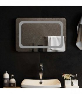vidaXL LED Bathroom Mirror Transparent 60 x 40 cm Tempered Glass — V0672260119