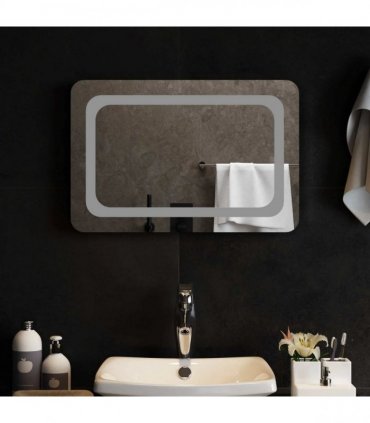 vidaXL LED Bathroom Mirror Transparent 60 x 40 cm Tempered Glass — V0672260119
