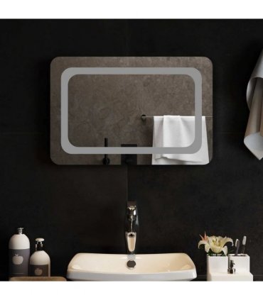 vidaXL LED Bathroom Mirror Transparent 60 x 40 cm Tempered Glass — V0672260119