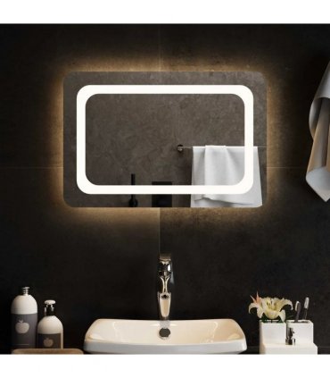 vidaXL LED Bathroom Mirror Transparent 60 x 40 cm Tempered Glass — V0672260119