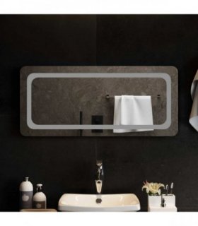 vidaXL LED Bathroom Mirror Transparent 90 x 40 cm Tempered Glass — V0672260120