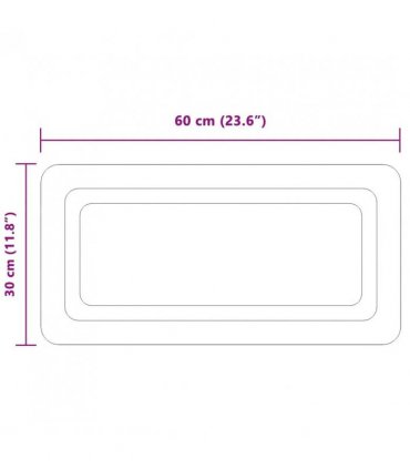 vidaXL LED Bathroom Mirror Transparent 60 x 30 cm Tempered Glass — V0672260121