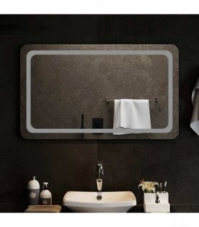 vidaXL LED Bathroom Mirror Transparent 100 x 60 cm Tempered Glass — V0672260122