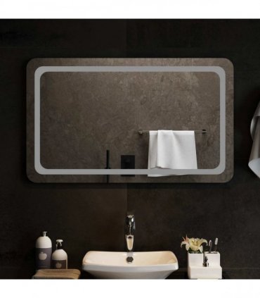 vidaXL LED Bathroom Mirror Transparent 100 x 60 cm Tempered Glass — V0672260122