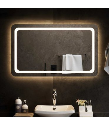 vidaXL LED Bathroom Mirror Transparent 100 x 60 cm Tempered Glass — V0672260122