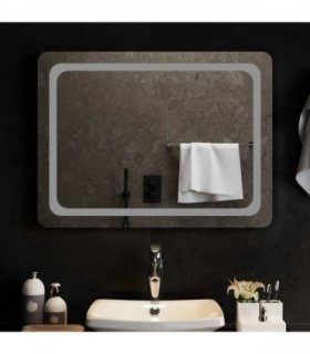 vidaXL LED Bathroom Mirror Transparent 80 x 60 cm Tempered Glass — V0672260125