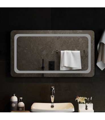 vidaXL LED Bathroom Mirror Transparent 90 x 50 cm Tempered Glass — V0672260126