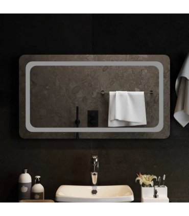 vidaXL LED Bathroom Mirror Transparent 90 x 50 cm Tempered Glass — V0672260126