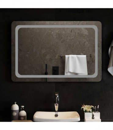 vidaXL LED Bathroom Mirror Transparent 90 x 60 cm Tempered Glass — V0672260127