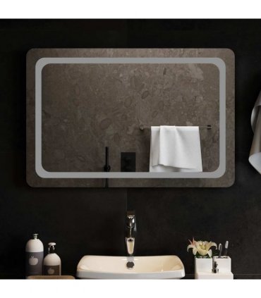 vidaXL LED Bathroom Mirror Transparent 90 x 60 cm Tempered Glass — V0672260127