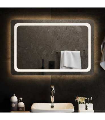 vidaXL LED Bathroom Mirror Transparent 90 x 60 cm Tempered Glass — V0672260127