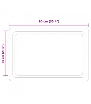 vidaXL LED Bathroom Mirror Transparent 90 x 60 cm Tempered Glass — V0672260127