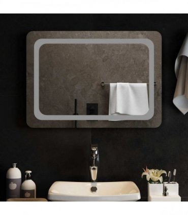 vidaXL LED Bathroom Mirror Transparent 70 x 50 cm Tempered Glass — V0672260129