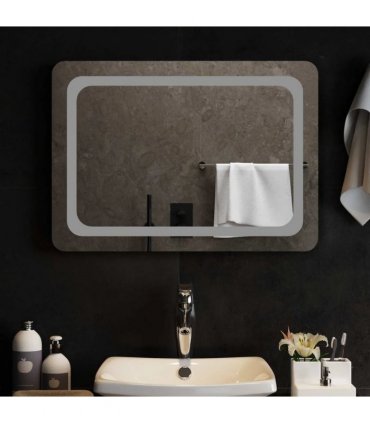 vidaXL LED Bathroom Mirror Transparent 70 x 50 cm Tempered Glass — V0672260129