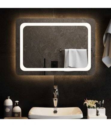 vidaXL LED Bathroom Mirror Transparent 70 x 50 cm Tempered Glass — V0672260129