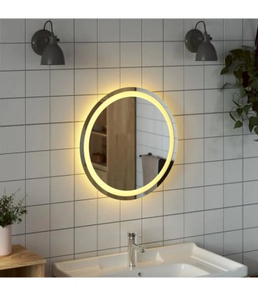 vidaXL LED Bathroom Mirror Transparent Ø 50 cm Tempered Glass — Size: 50 x 50 cm