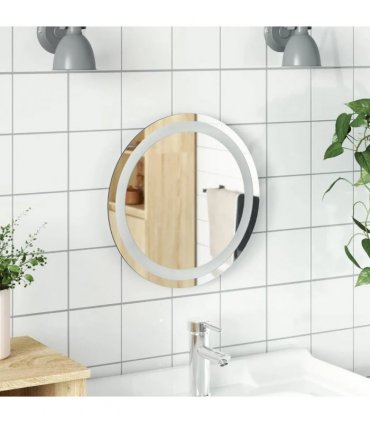 vidaXL LED Bathroom Mirror Transparent Ø 40 cm Tempered Glass — Size: 40 x 40 cm