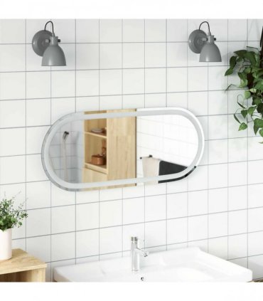 vidaXL LED Bathroom Mirror Transparent 90 x 40 cm Tempered Glass — V0672260137