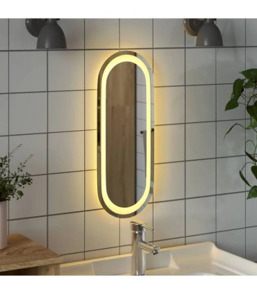 vidaXL LED Bathroom Mirror Transparent 40 x 15 cm Tempered Glass
