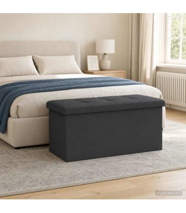 vidaXL Foldable Storage Bench Dark Grey 180 kg 80 L 77 x 38 x 38 cm