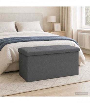vidaXL Foldable Storage Bench Light Grey 180 kg 80 L 77 x 38 x 38 cm