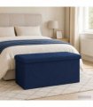 vidaXL Foldable Storage Bench Blue 180 kg 80 L 77 x 38 x 38 cm Linen